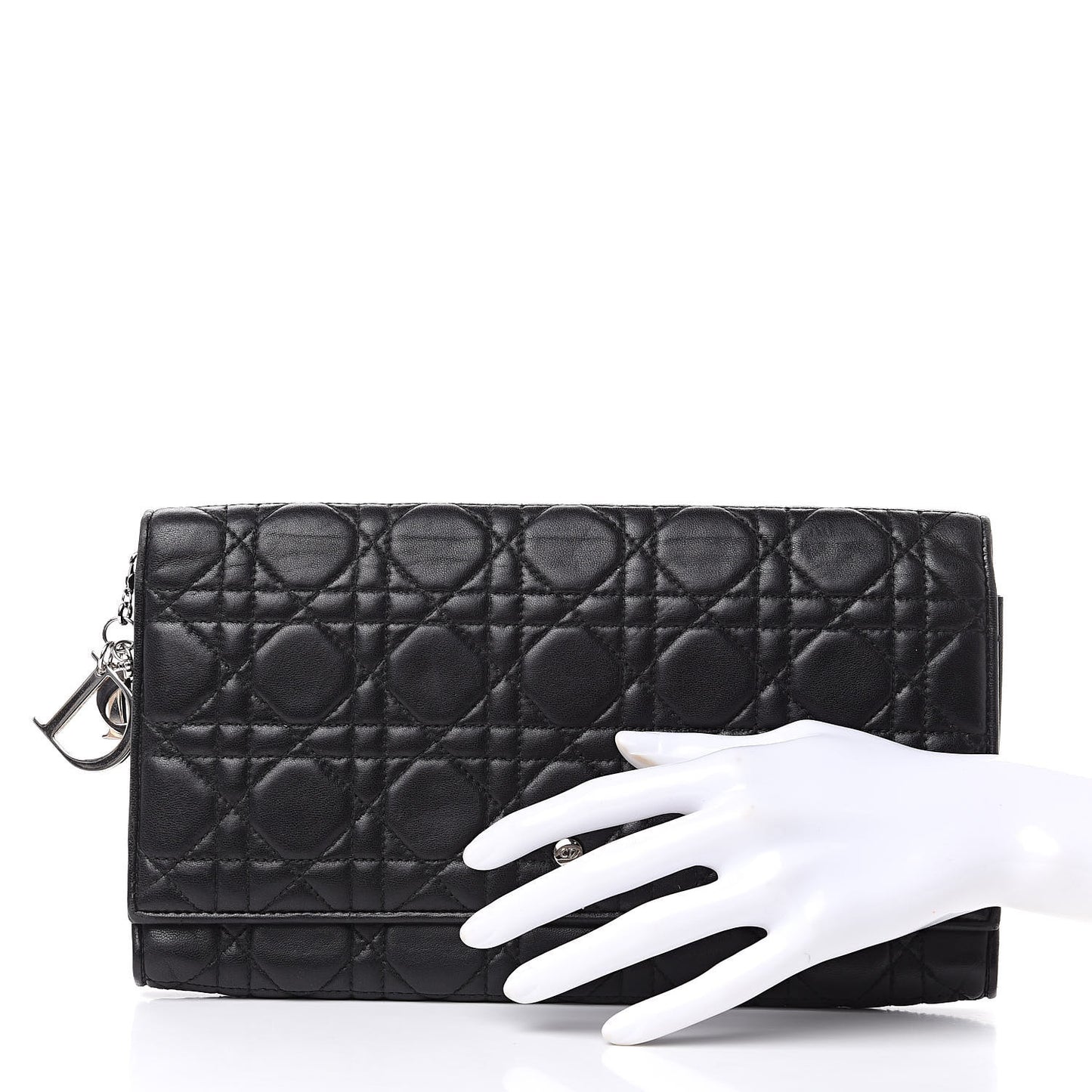 Lambskin Cannage Clutch Black