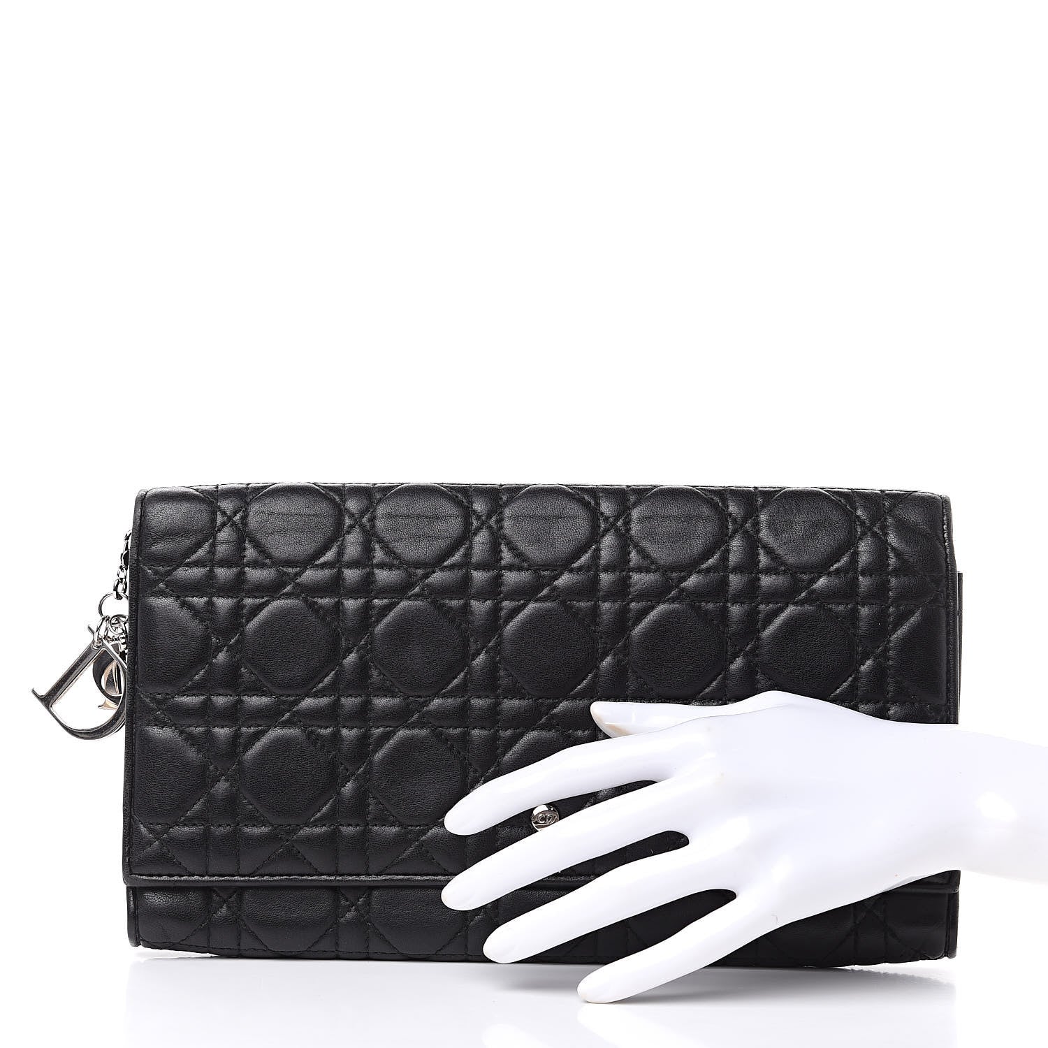 Christian Dior Lambskin Cannage Clutch Black 2 of 11