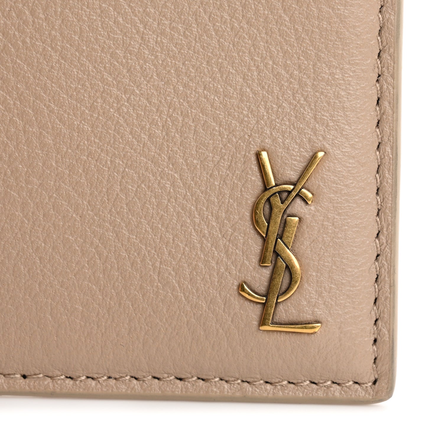 Calfskin Tiny Cassandre Credit Card Case Dark Beige