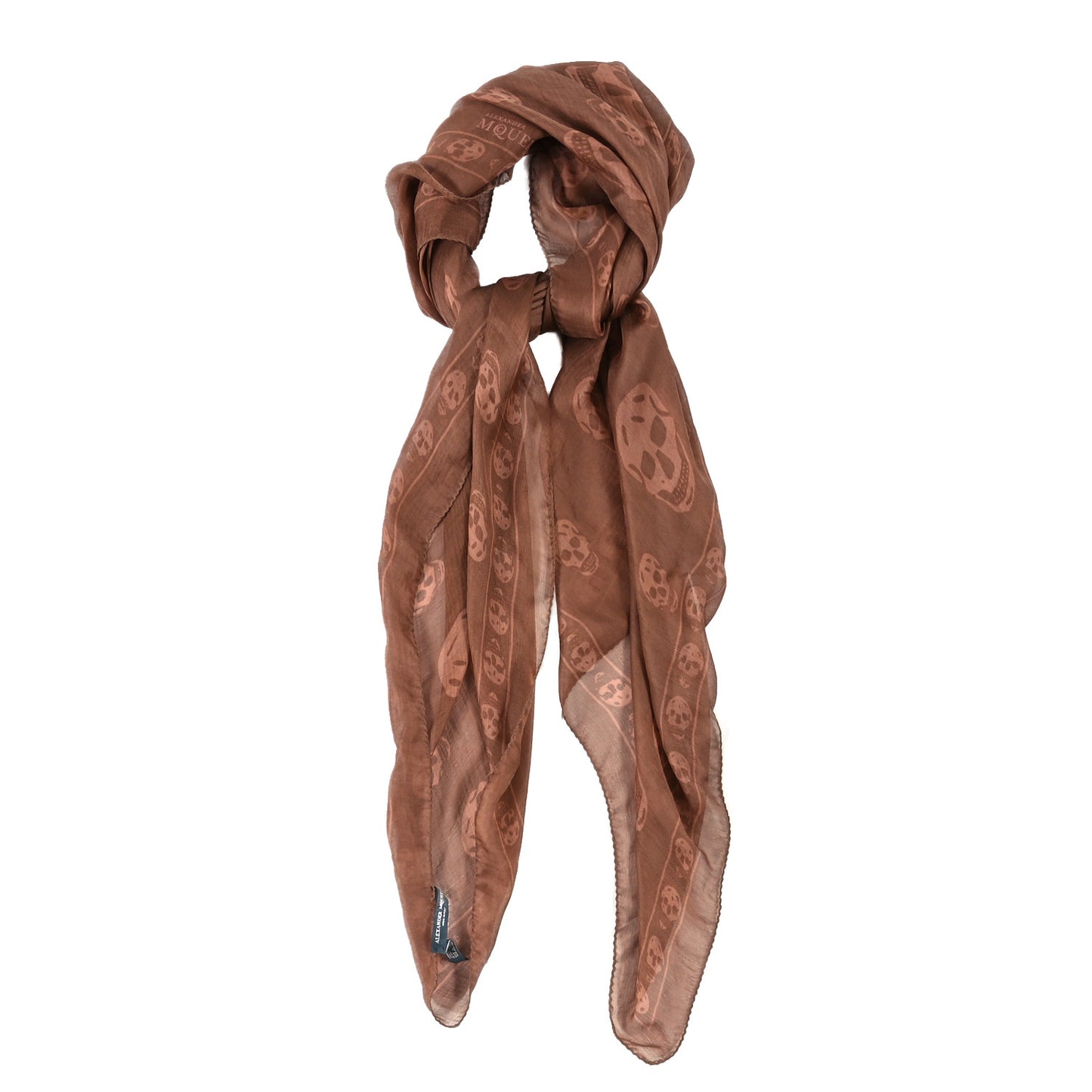 Silk Chiffon Skull Scarf Beige