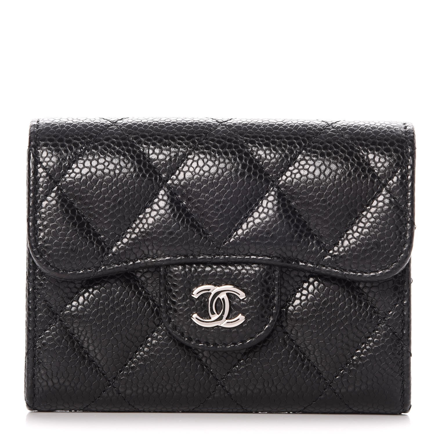 Chanel Caviar Quilted Flap Card Holder Wallet Black 1 of 9
