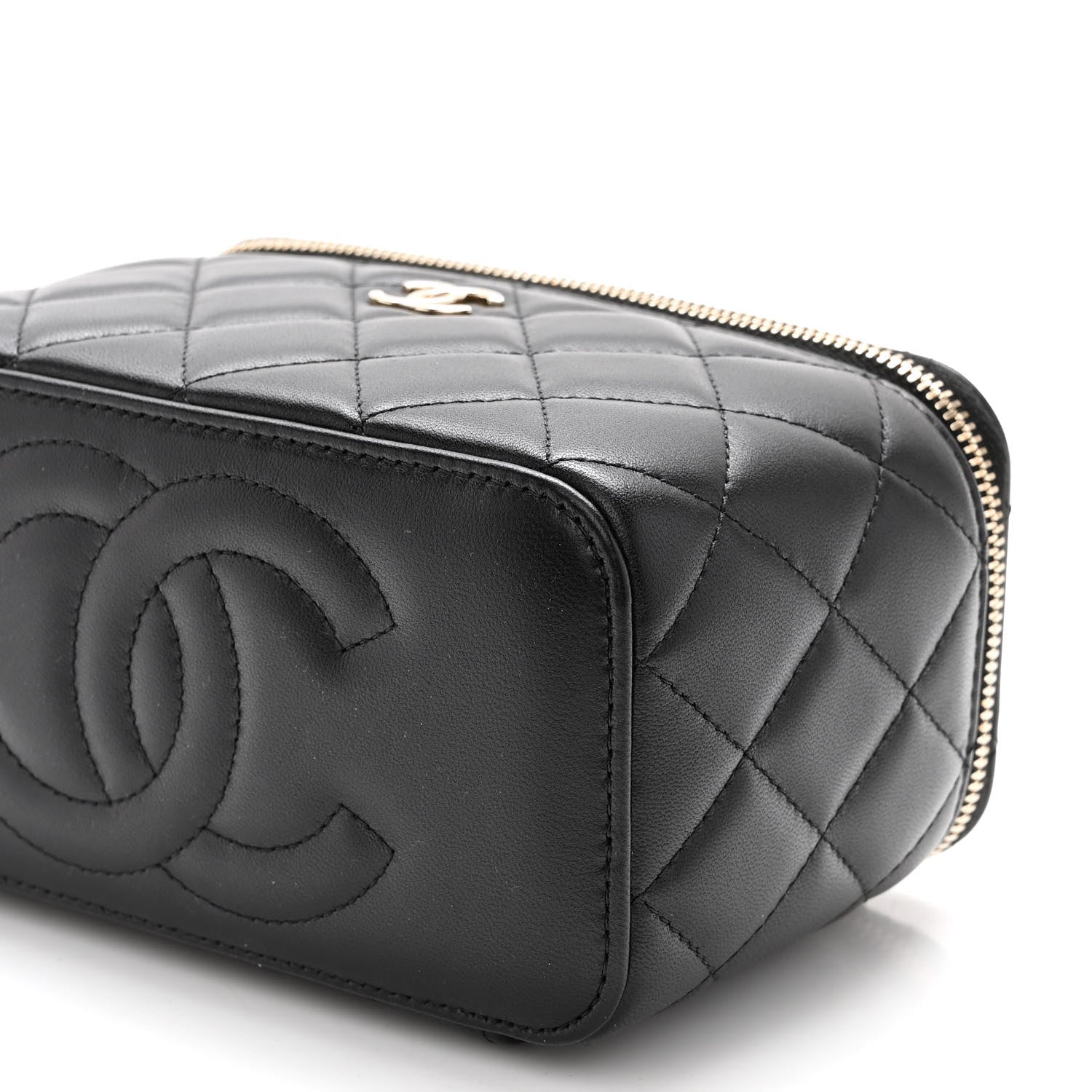 Chanel Lambskin Quilted Small Top Handle Vanity Case With Chain Black 10 of 12