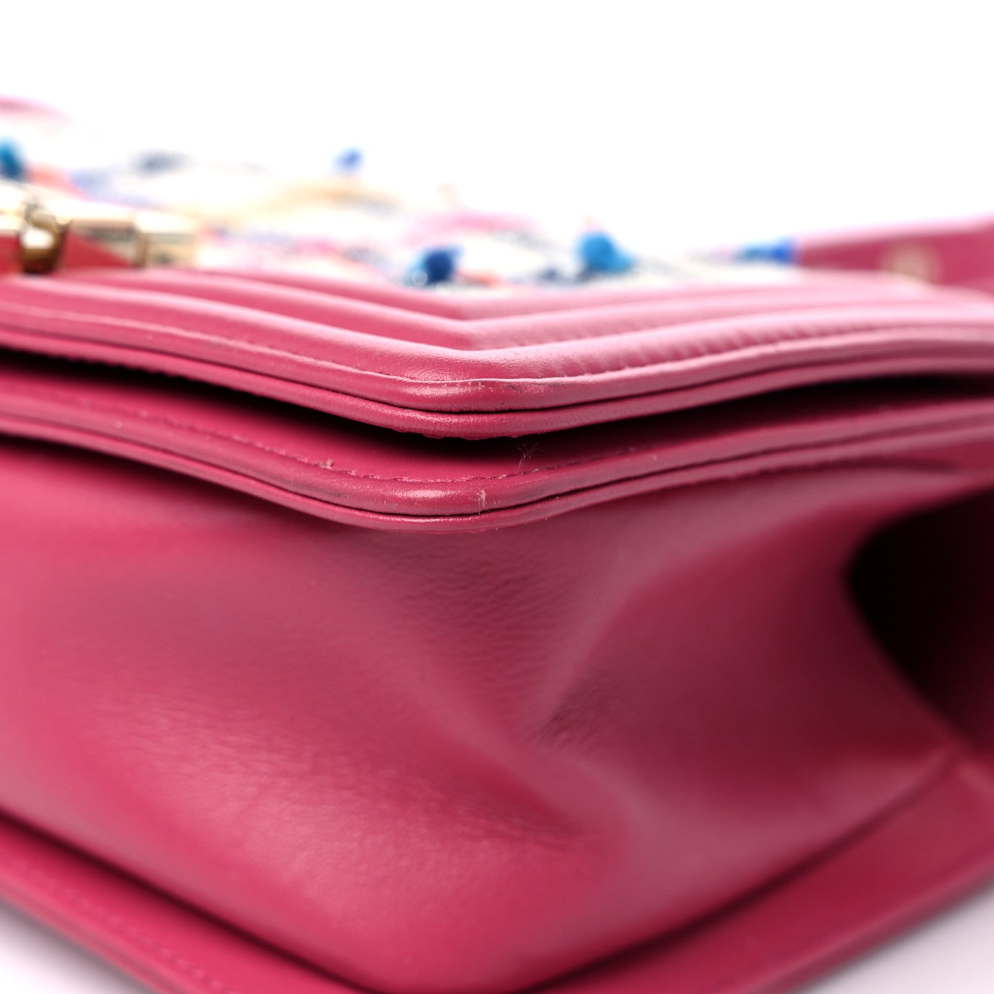 Lambskin Tweed Quilted Small Boy Flap Dark Pink