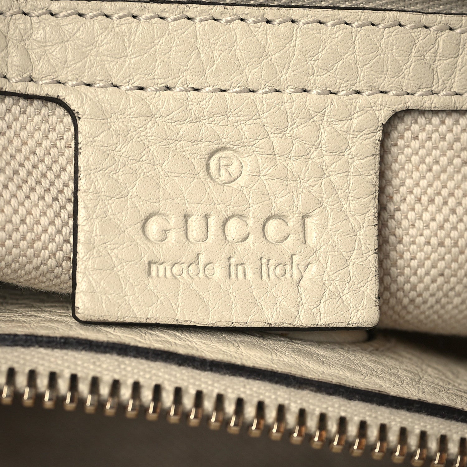 Gucci Pebbled Calfskin Medium Bamboo Shopper Tote Off White 6 of 12