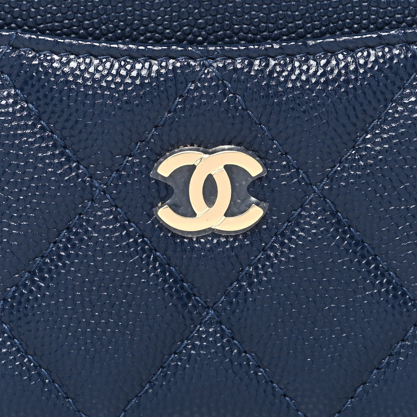 Caviar Quilted Card Holder Navy