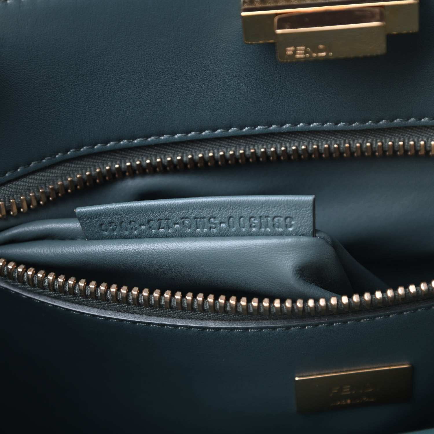 Fendi Vitello Large Peekaboo Iconic Essentially Satchel Brown Light Blue 9 of 16