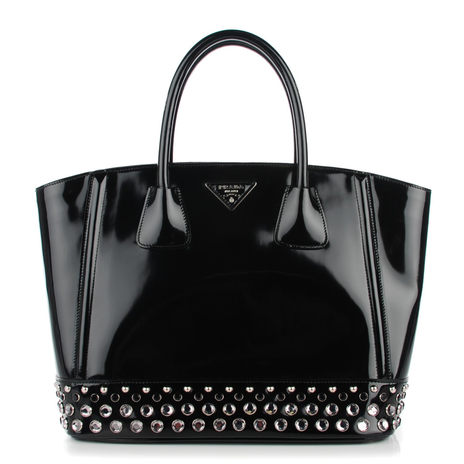 Prada Spazzolato Crystal Studded Tote Nero Black 1 of 9