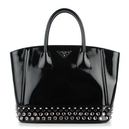 Prada Spazzolato Crystal Studded Tote Nero Black 1 of 9