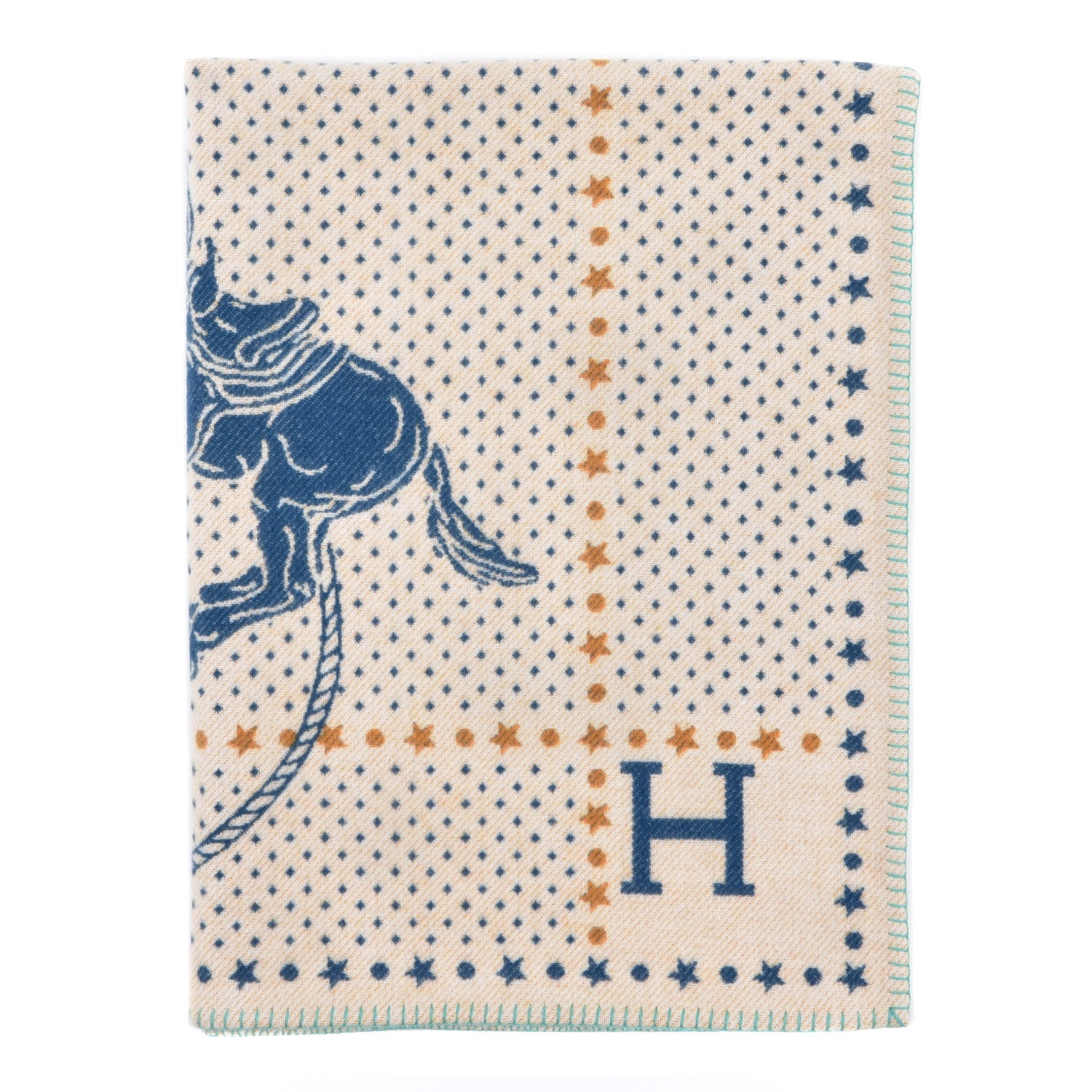 Hermes Wool Cashmere Western And Company Blanket Indigo 1 of 3
