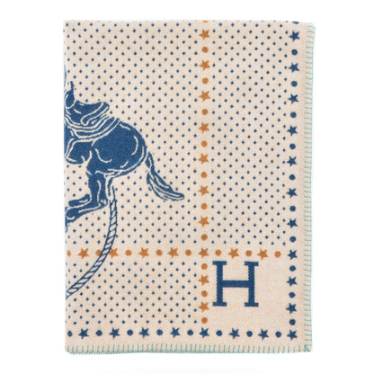 Hermes Wool Cashmere Western And Company Blanket Indigo 1 of 3
