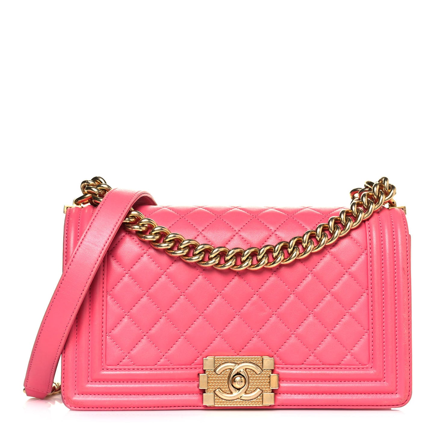 Calfskin Quilted Medium Boy Flap Pink