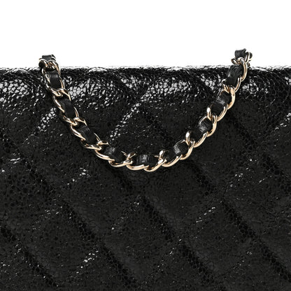 Chanel Crackled Patent Calfskin Quilted Pearl Wallet On Chain WOC Black 9 of 13