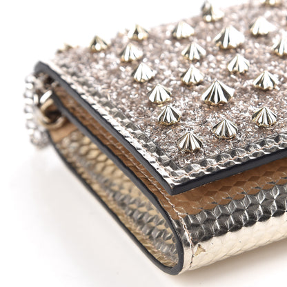 Christian Louboutin Patent Calfskin Pearl Boudoir Glitter Chain Wallet Platinum 10 of 11