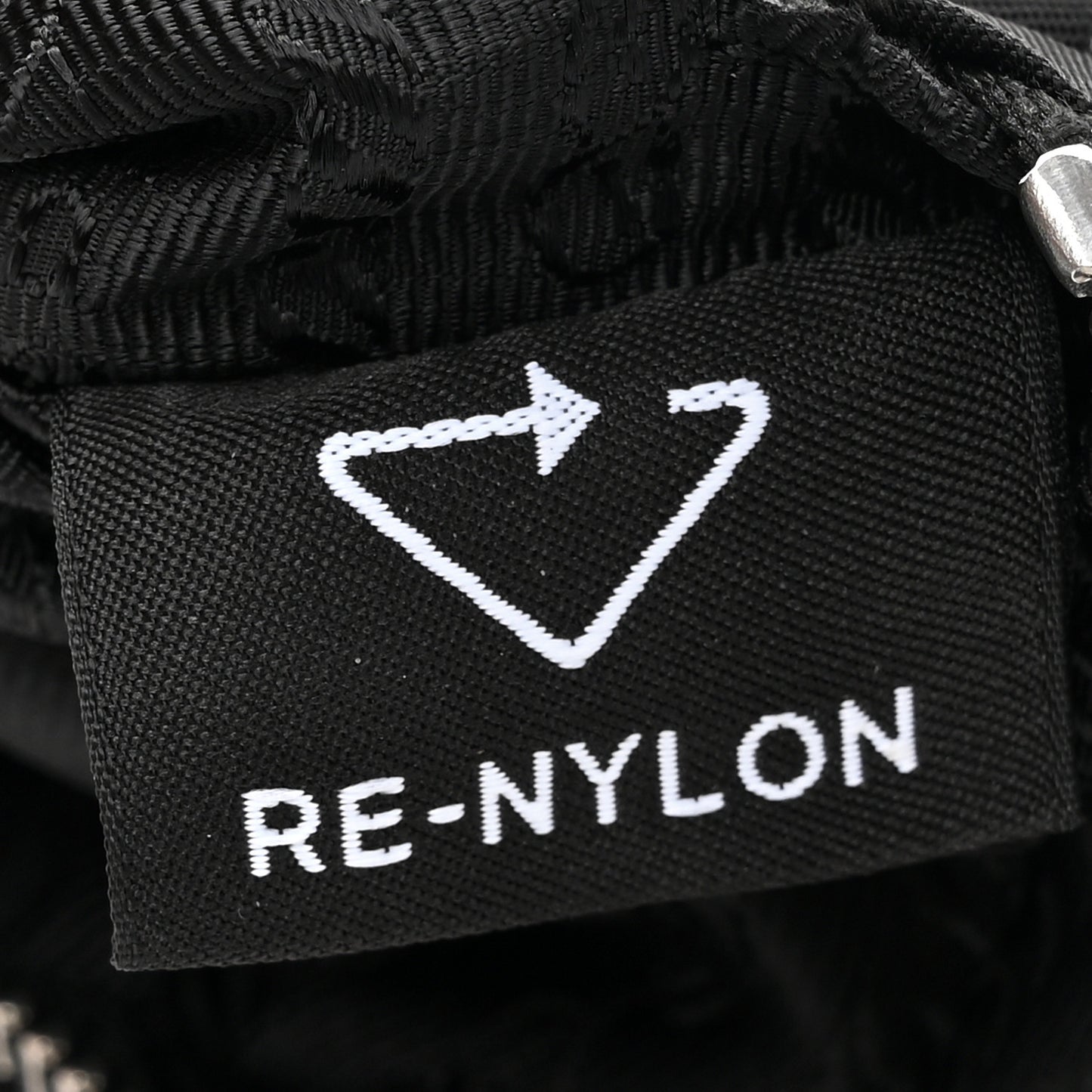 Re-Nylon Travel Saffiano Metal Triangle Logo Mini Arm Pouch Black