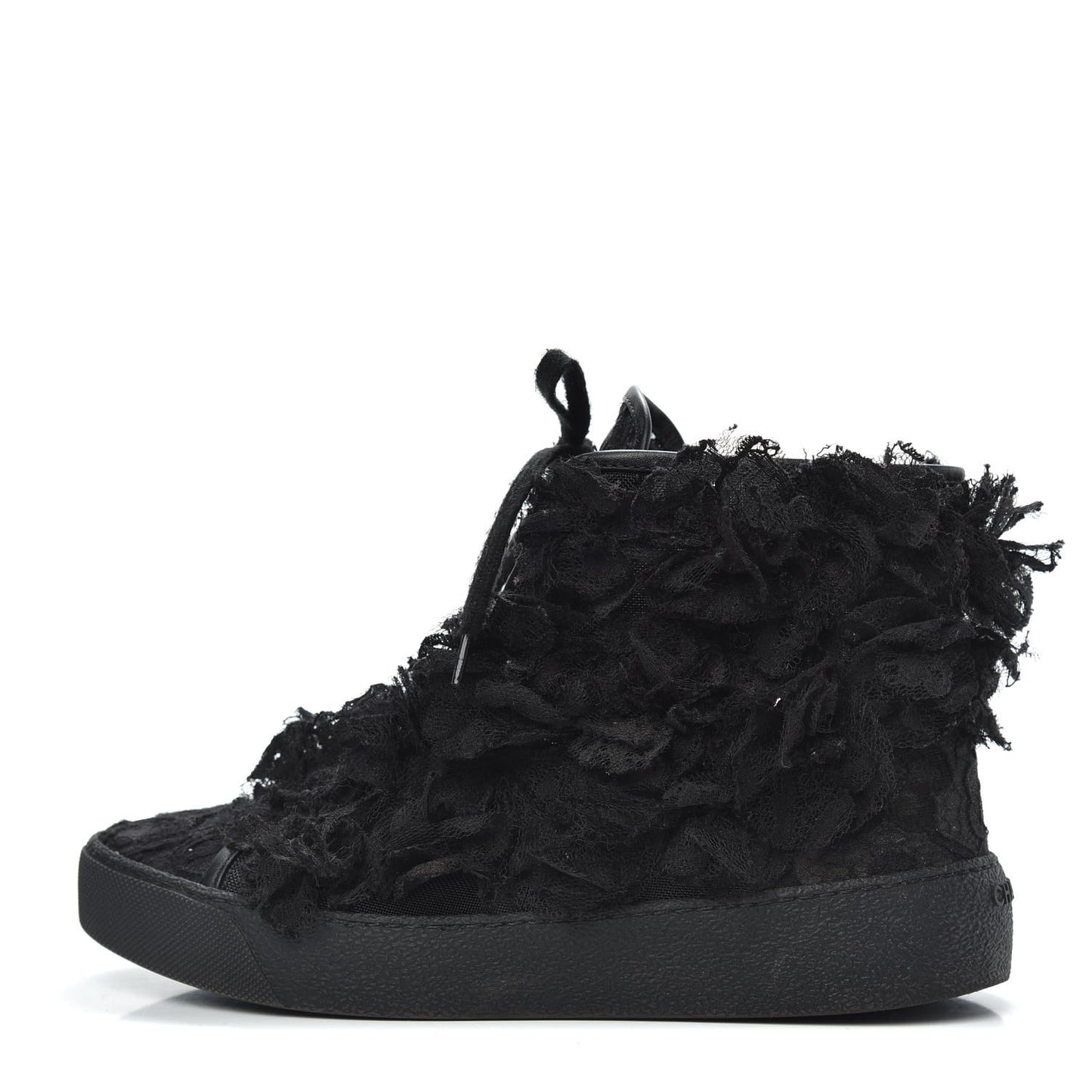 Mesh Lace Camellia High Top Floral Sneakers 34 Black