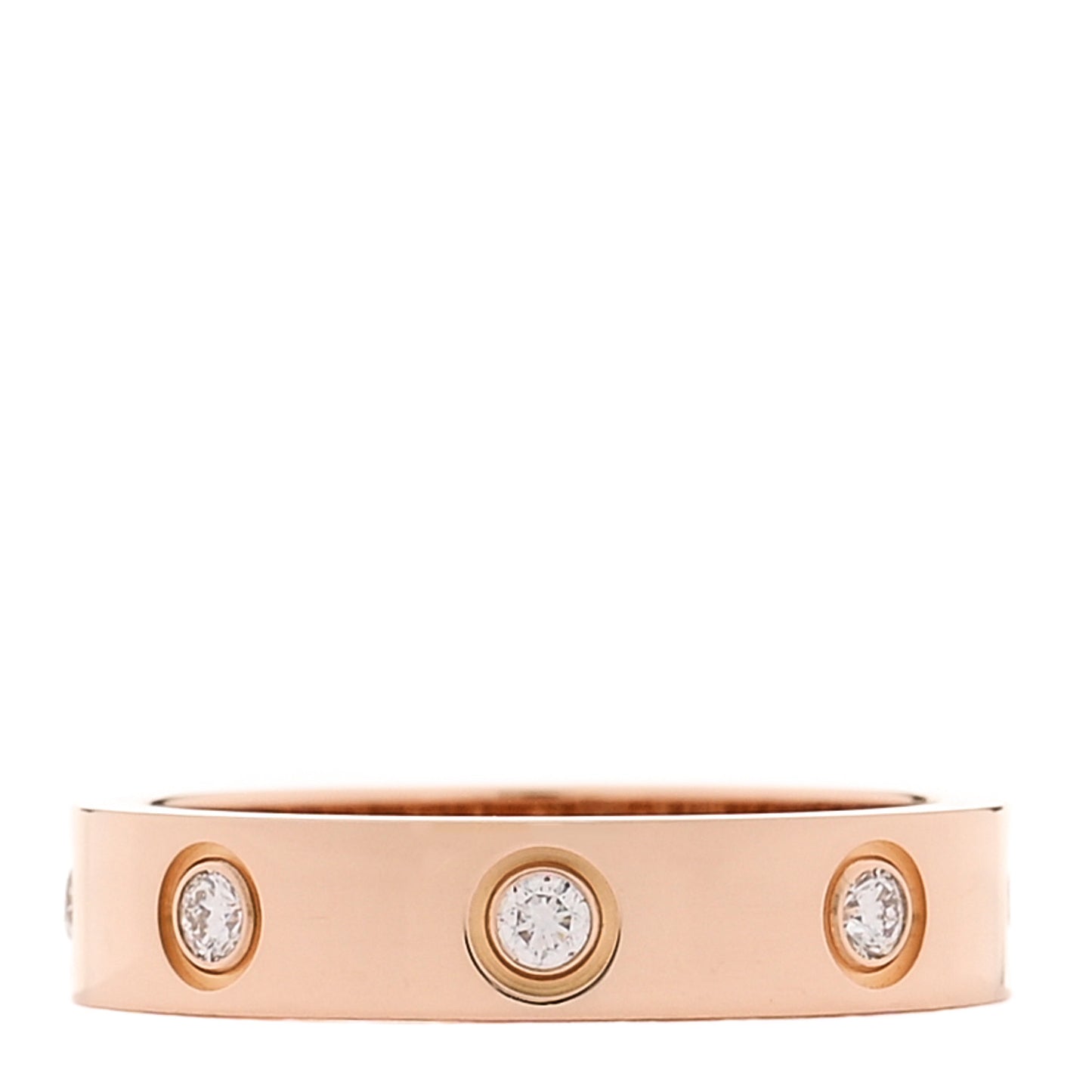18K Pink Gold 8 Diamond 4mm LOVE Wedding Band Ring 49 5