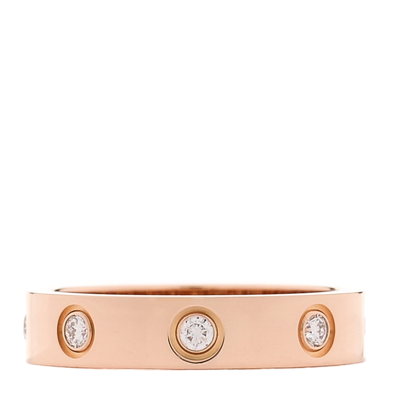 Cartier 18K Pink Gold 8 Diamond 4mm LOVE Wedding Band Ring 49 5 3 of 4