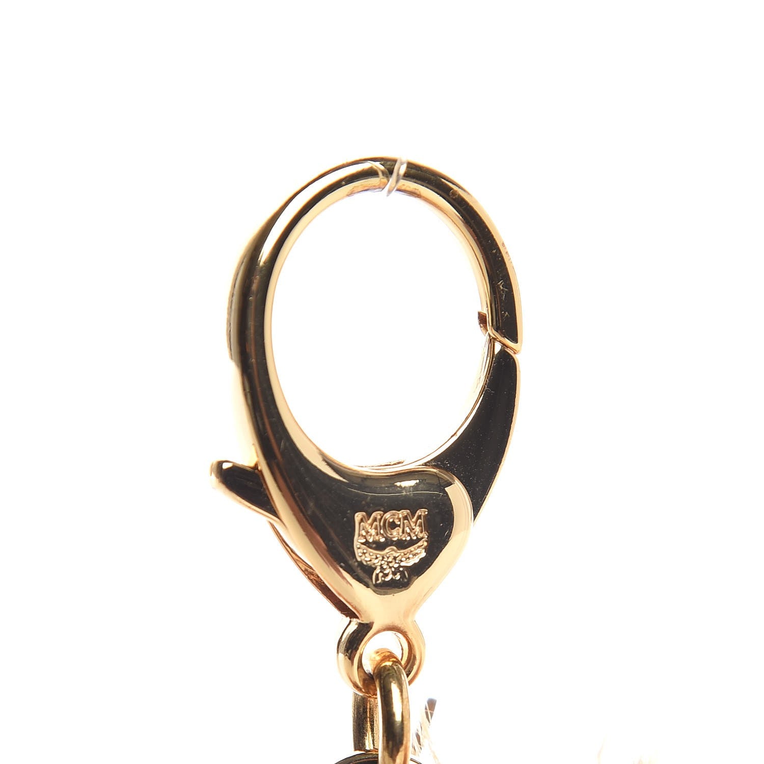 MCM Visetos Moto Lion Key Ring Bag Charm Beige 3 of 5
