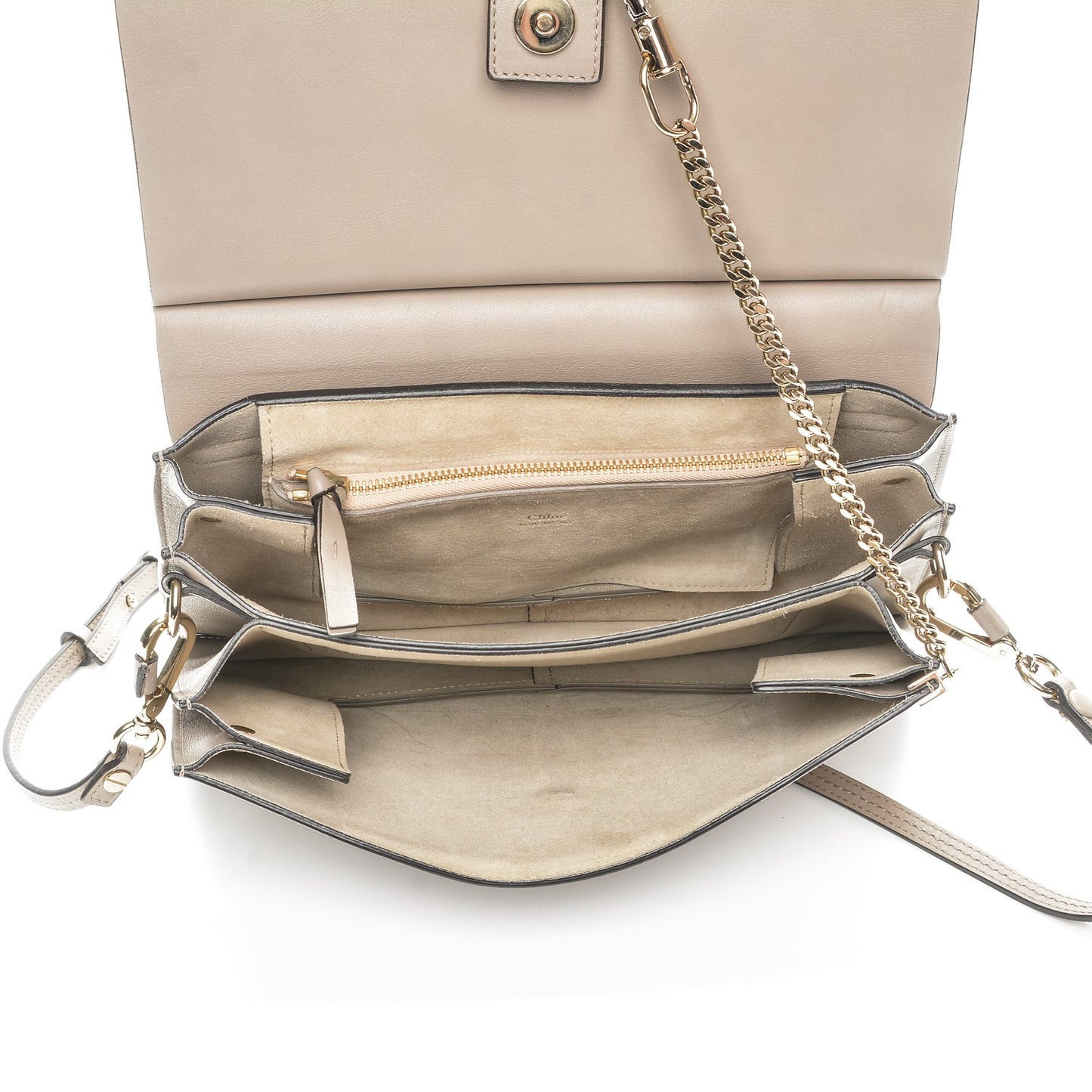 Calfskin Suede Medium Faye Shoulder Bag Motty Grey