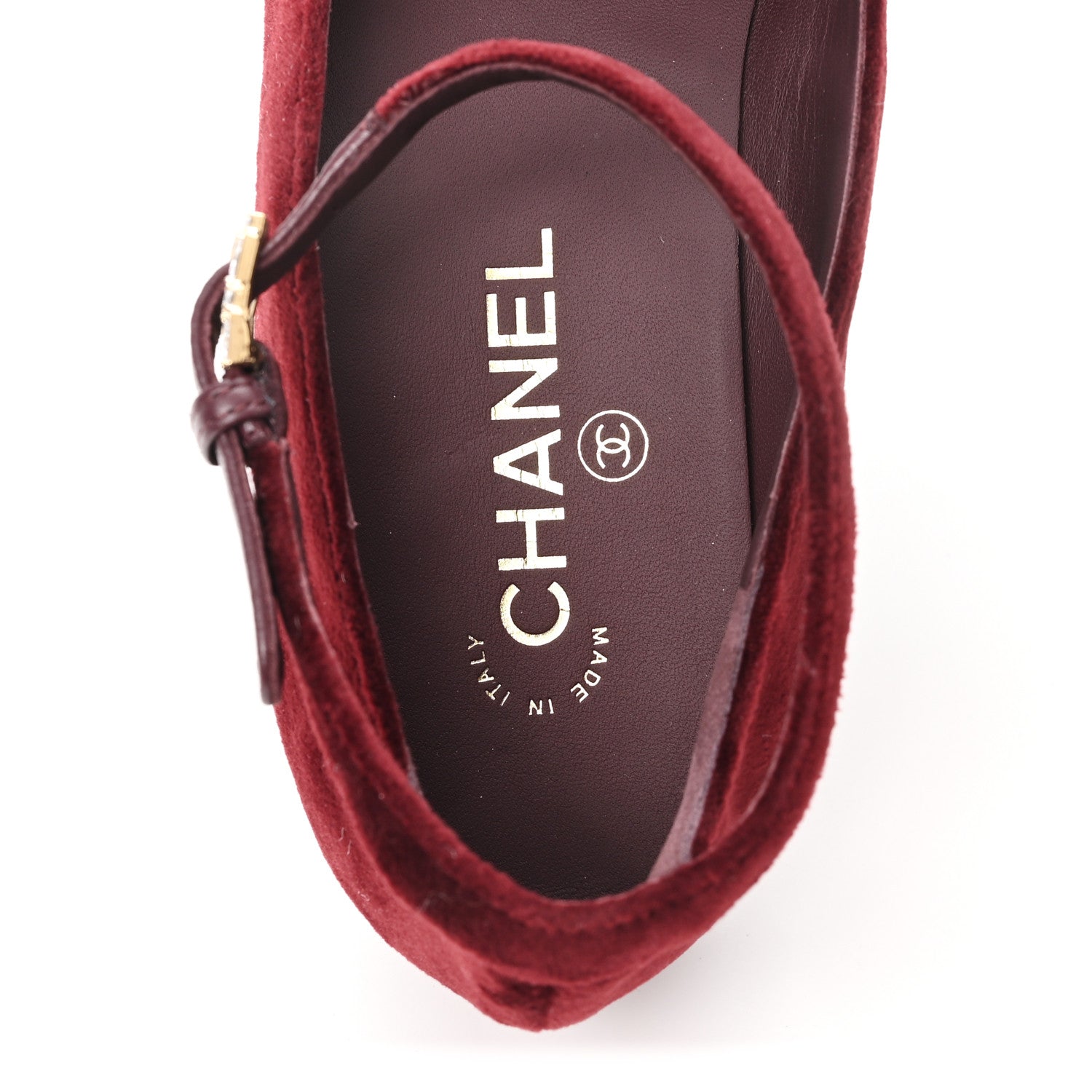 Chanel Velvet Strass CC Bow Mary Jane Flats 39 Burgundy 8 of 10