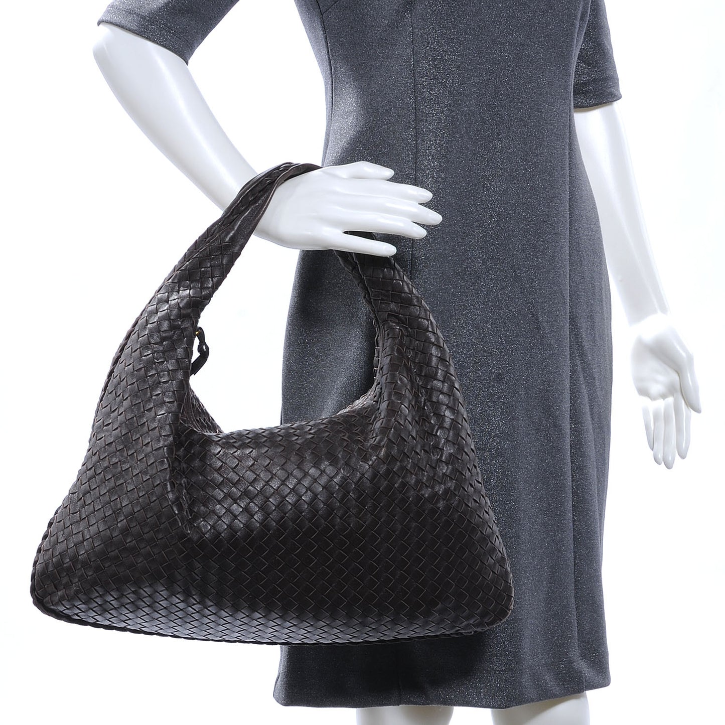 Nappa Intrecciato Large Veneta Hobo Ebano