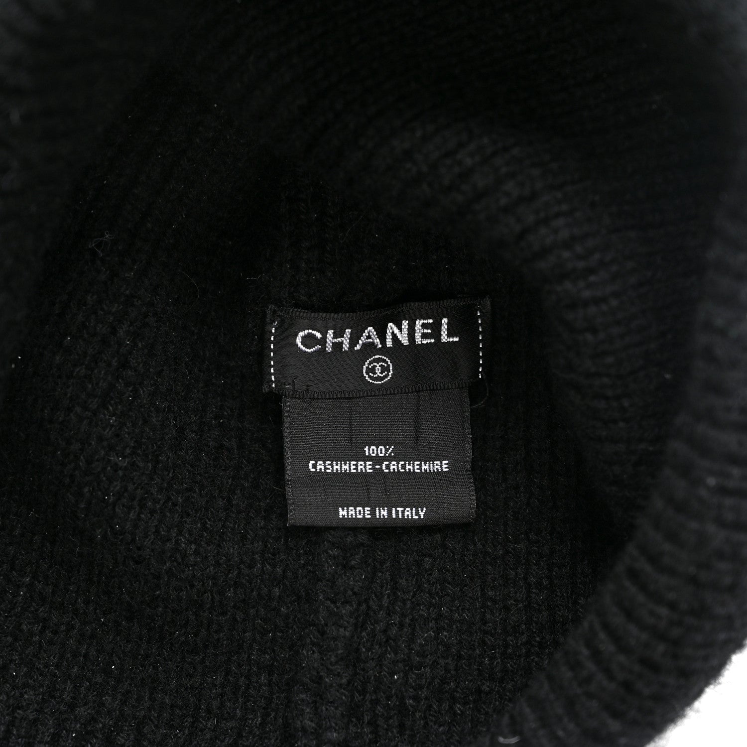 Chanel Cashmere CC Logo Beanie Hat Black 4 of 4