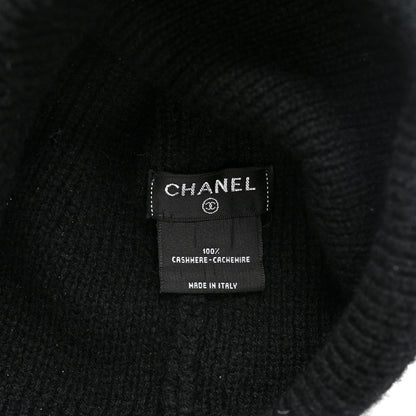 Chanel Cashmere CC Logo Beanie Hat Black 4 of 4