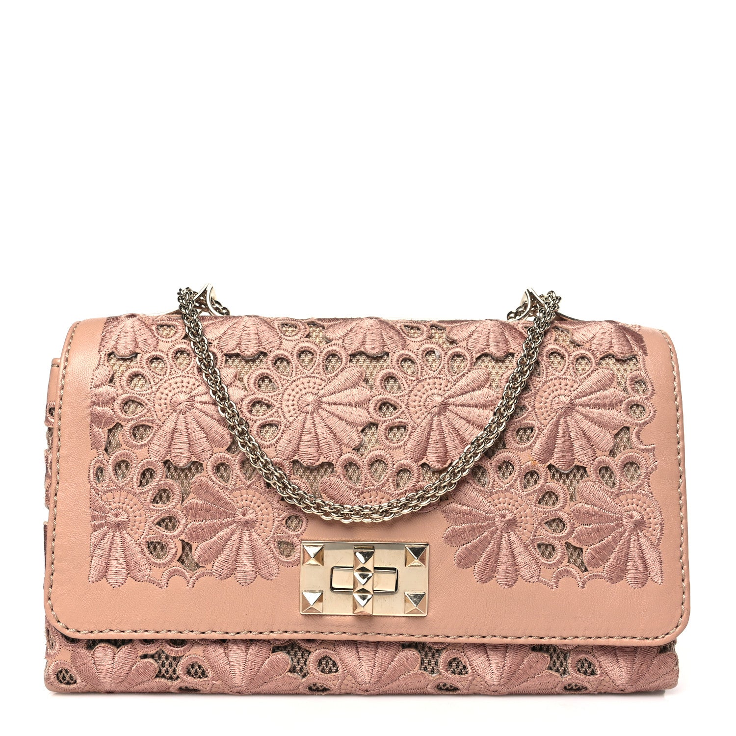 Valentino Garavani Nappa Lace Girello Flap Blush 1 of 9