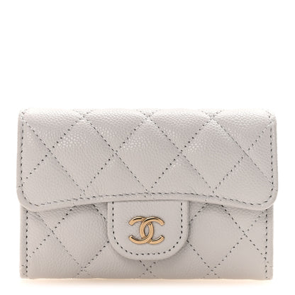 Chanel Caviar Quilted Flap Card Holder Wallet Light Grey 1 of 9