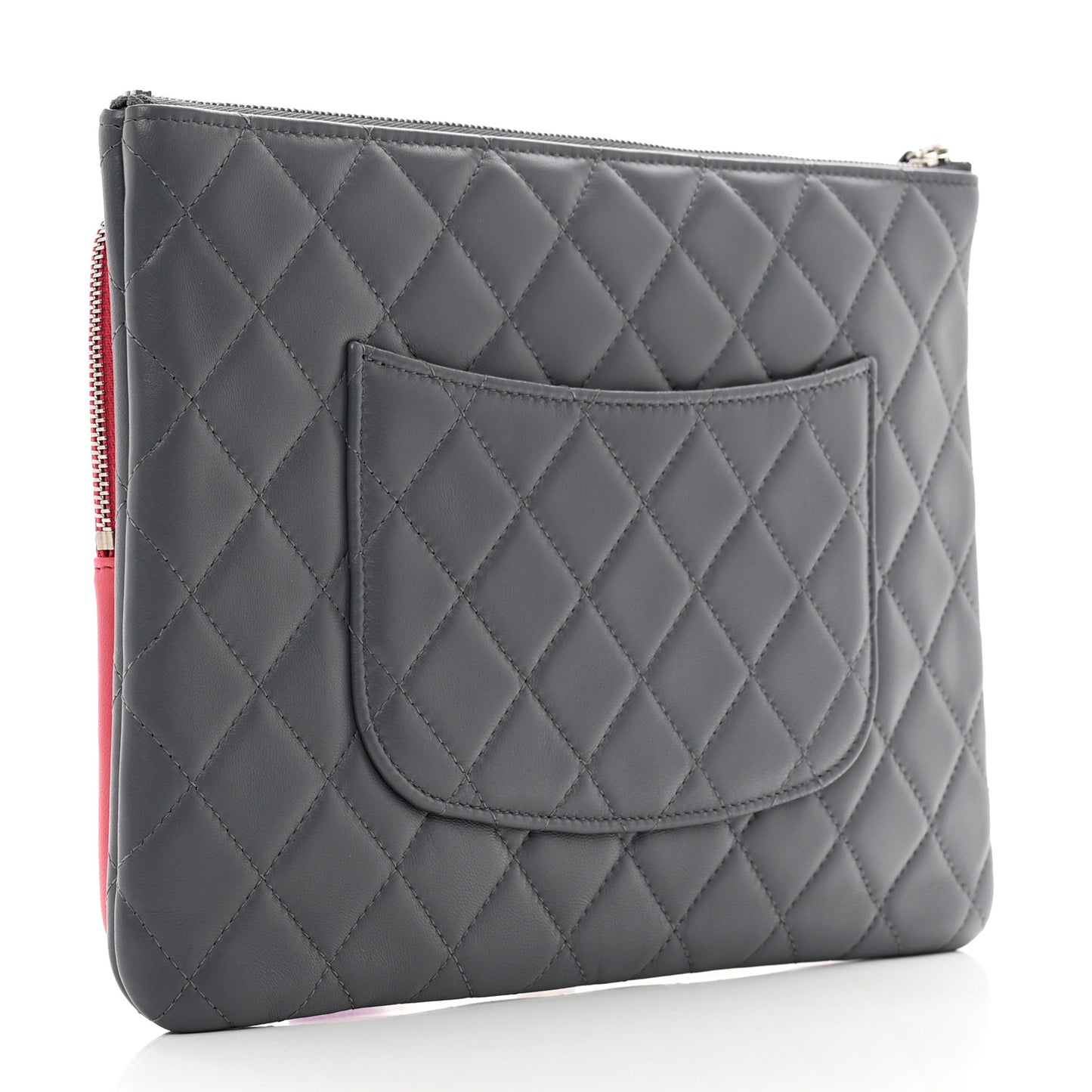 Lambskin Quilted Zipped Multi Pouch