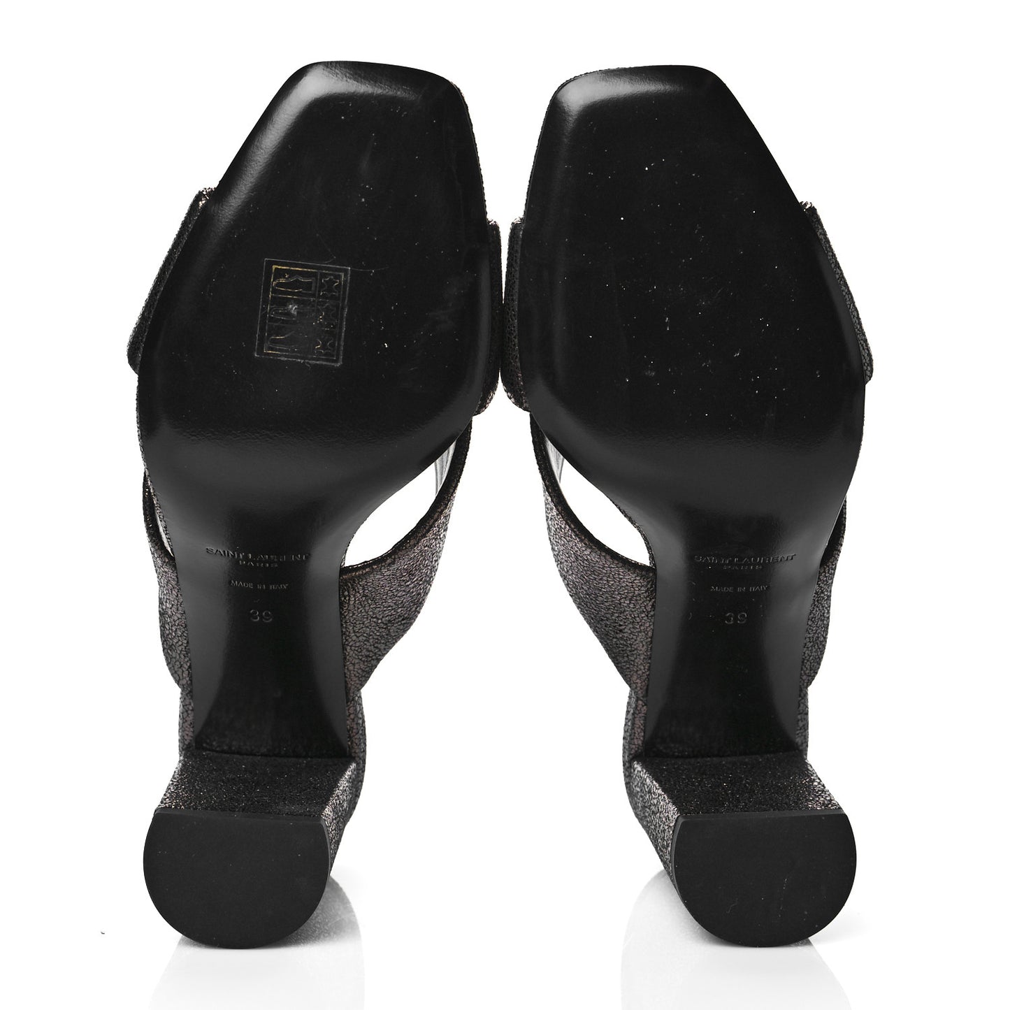 Metallic Supercrack Calfskin LouLou 95 Mule Sandals 39 Nero Gun Metal