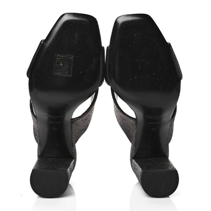 Saint Laurent Metallic Supercrack Calfskin LouLou 95 Mule Sandals 39 Nero Gun Metal 6 of 10