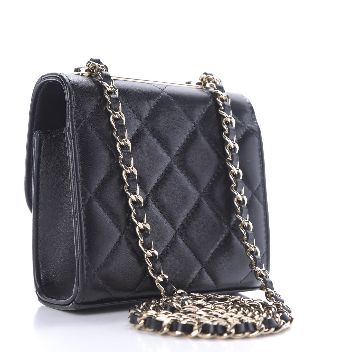 Lambskin Quilted Mini Trendy CC Chain Wallet Black