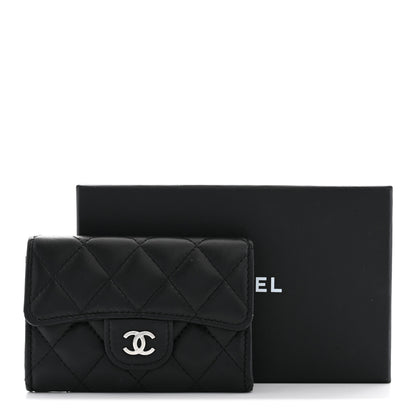 Chanel Lambskin Quilted Flap Card Holder Wallet Black 8 of 8