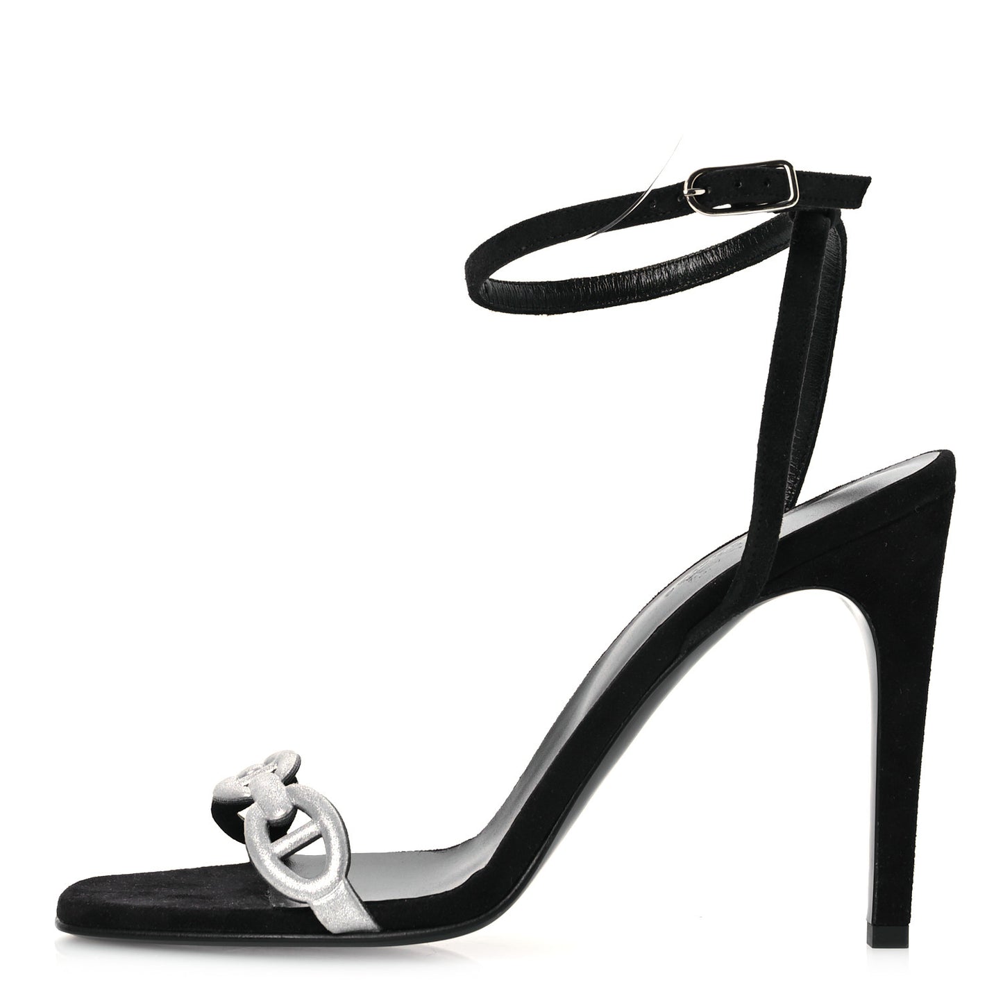 Metallic Suede Goatskin Luz 105 Sandals 40 Black Gris Argente