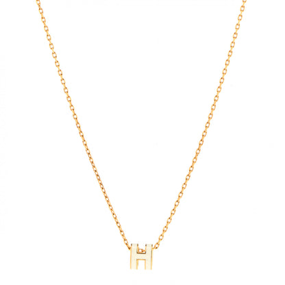 Hermes Lacquered Gold Mini Pop H Pendant Necklace White 1 of 7