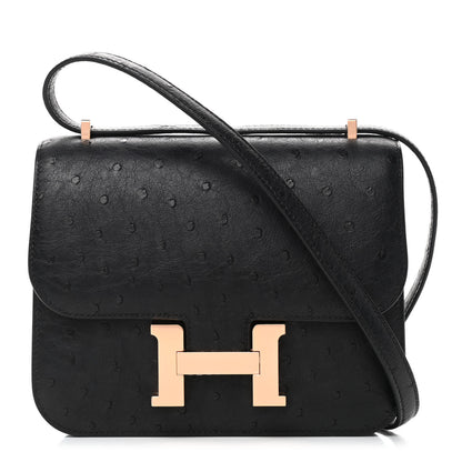 Hermes Ostrich Constance 18 Black 1 of 9