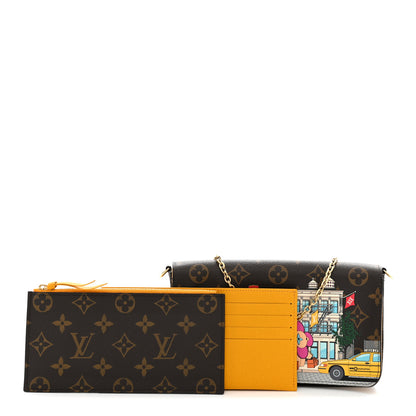 Louis Vuitton Monogram 2022 Christmas Animation New York Soho Pochette Felicie Chain Wallet Yellow 3 of 10