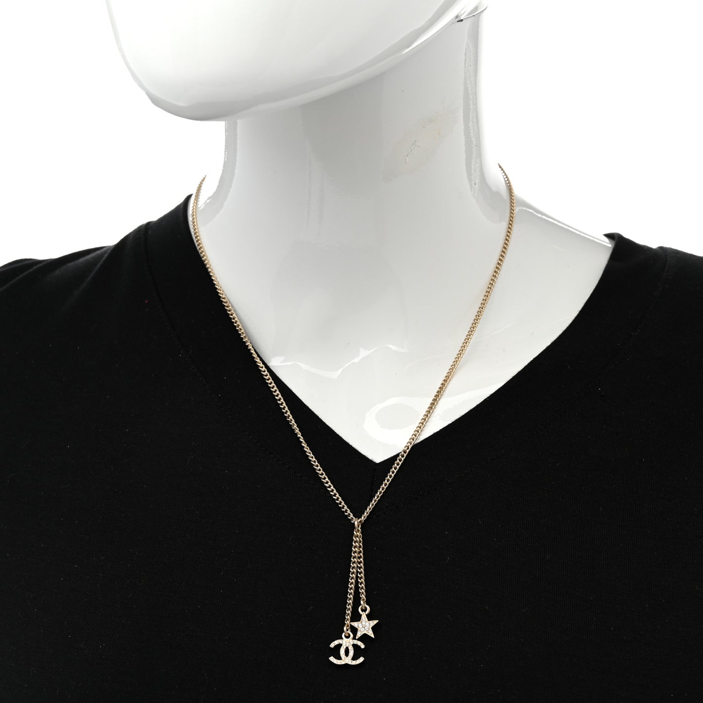 Pearl Crystal CC Star Necklace Gold