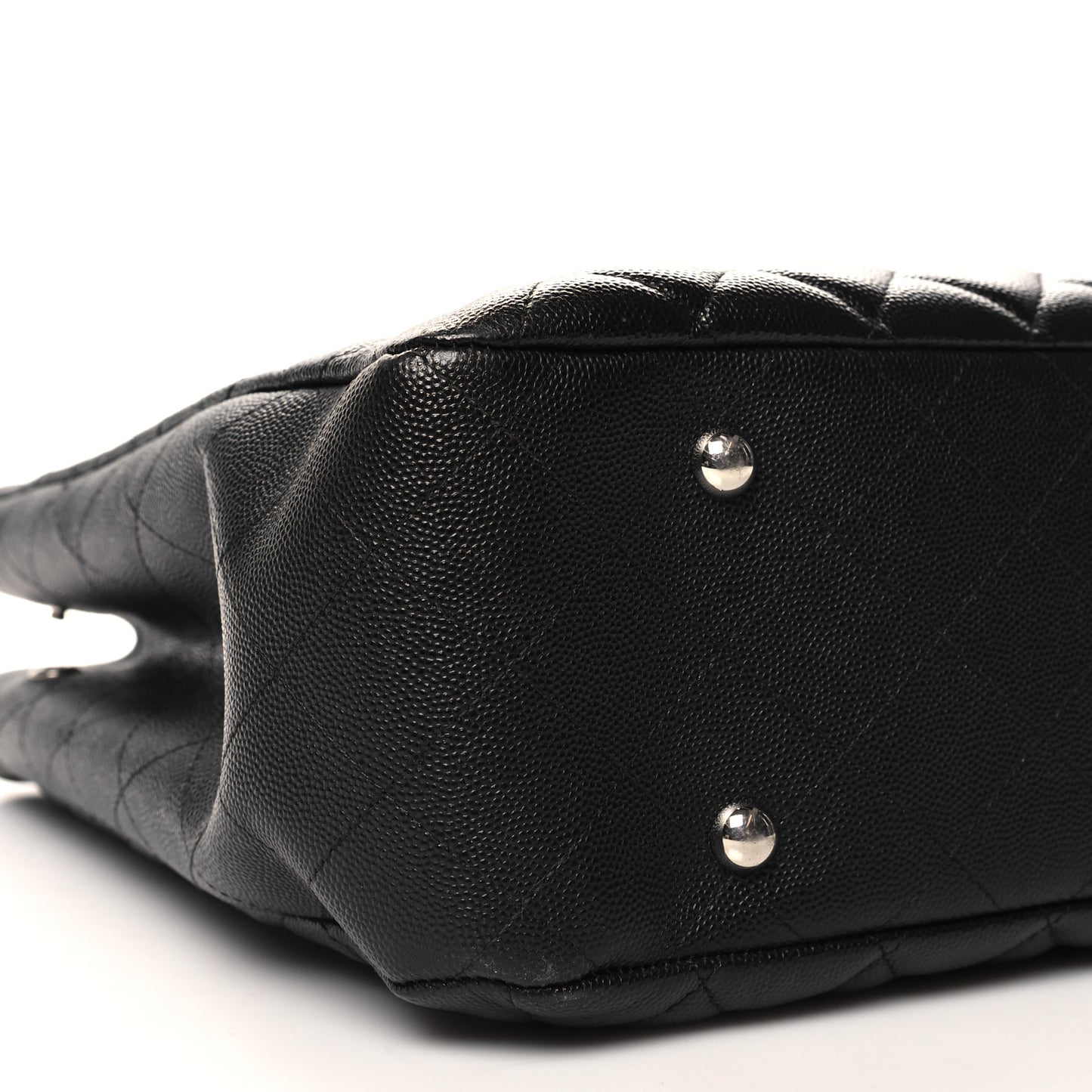 Caviar Quilted Large Shopping Tote Black