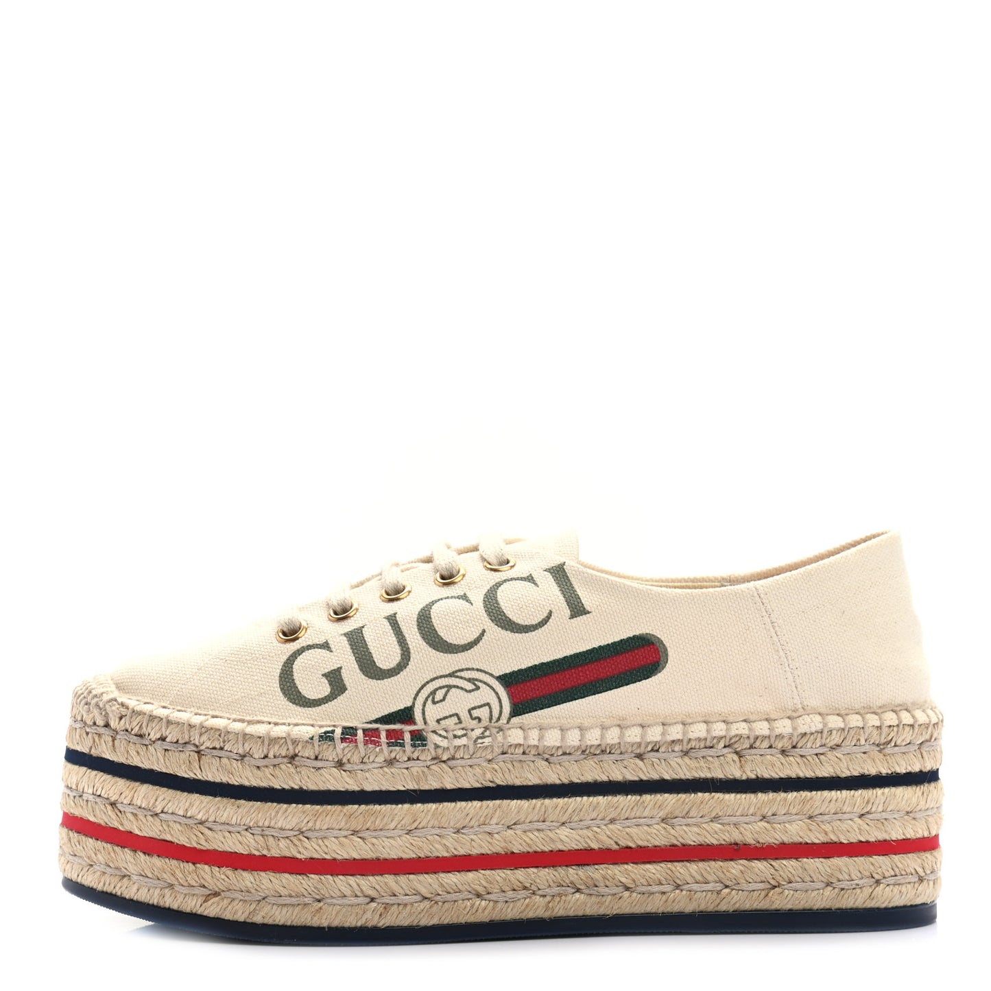 Canvas Logo Lace-Up Platform Espadrilles 36 Greggio Grege