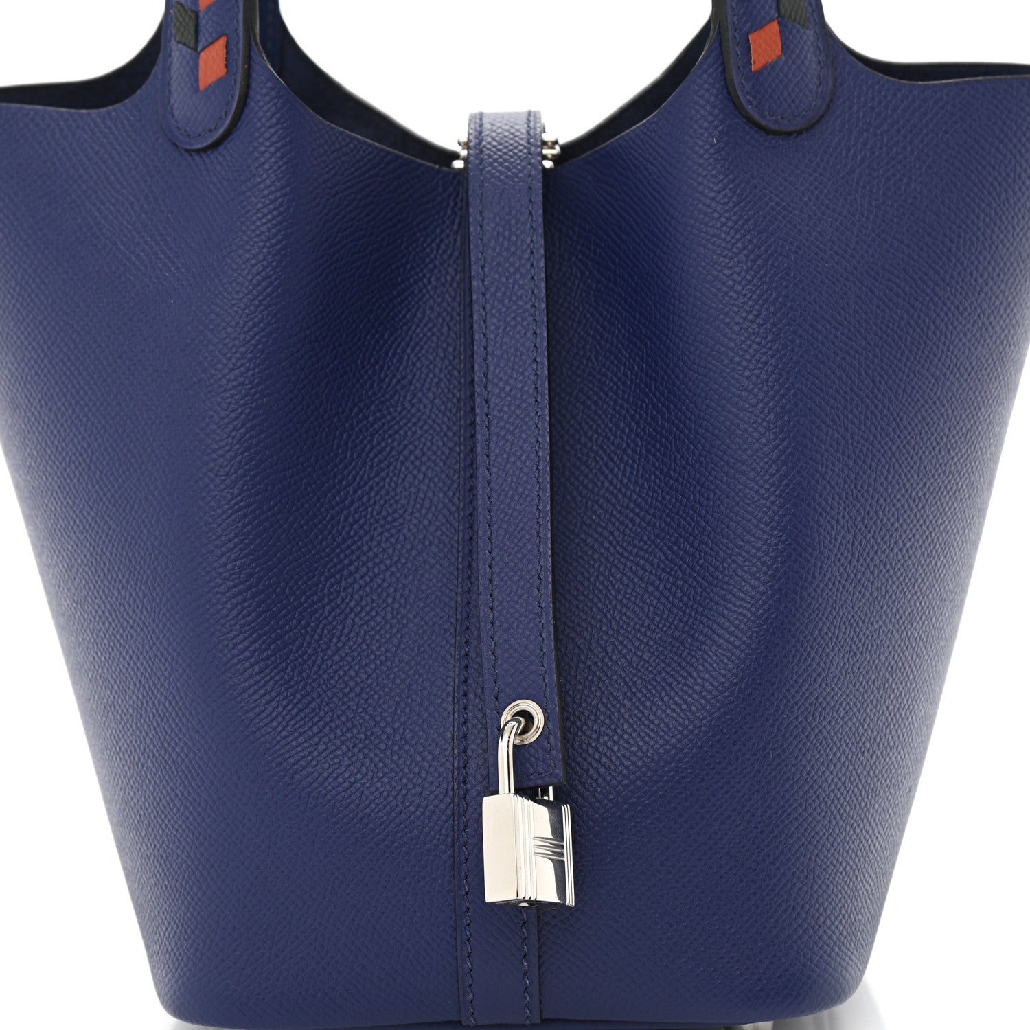 Hermes Epsom Tressage De Cuir Picotin Lock 18 PM Bleu Encre Brique Black 8 of 10