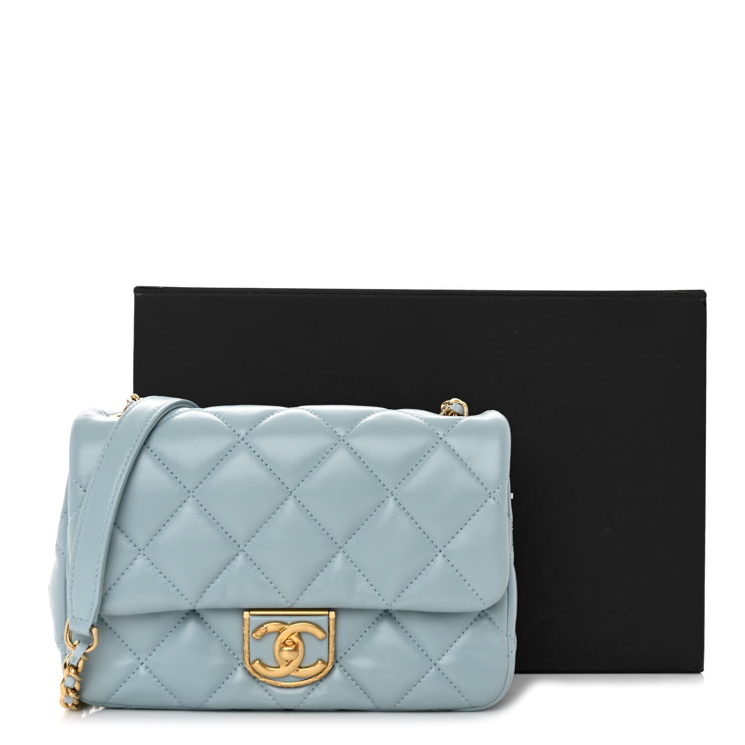 Chanel Lambskin Quilted Mini Flap Light Blue 12 of 12