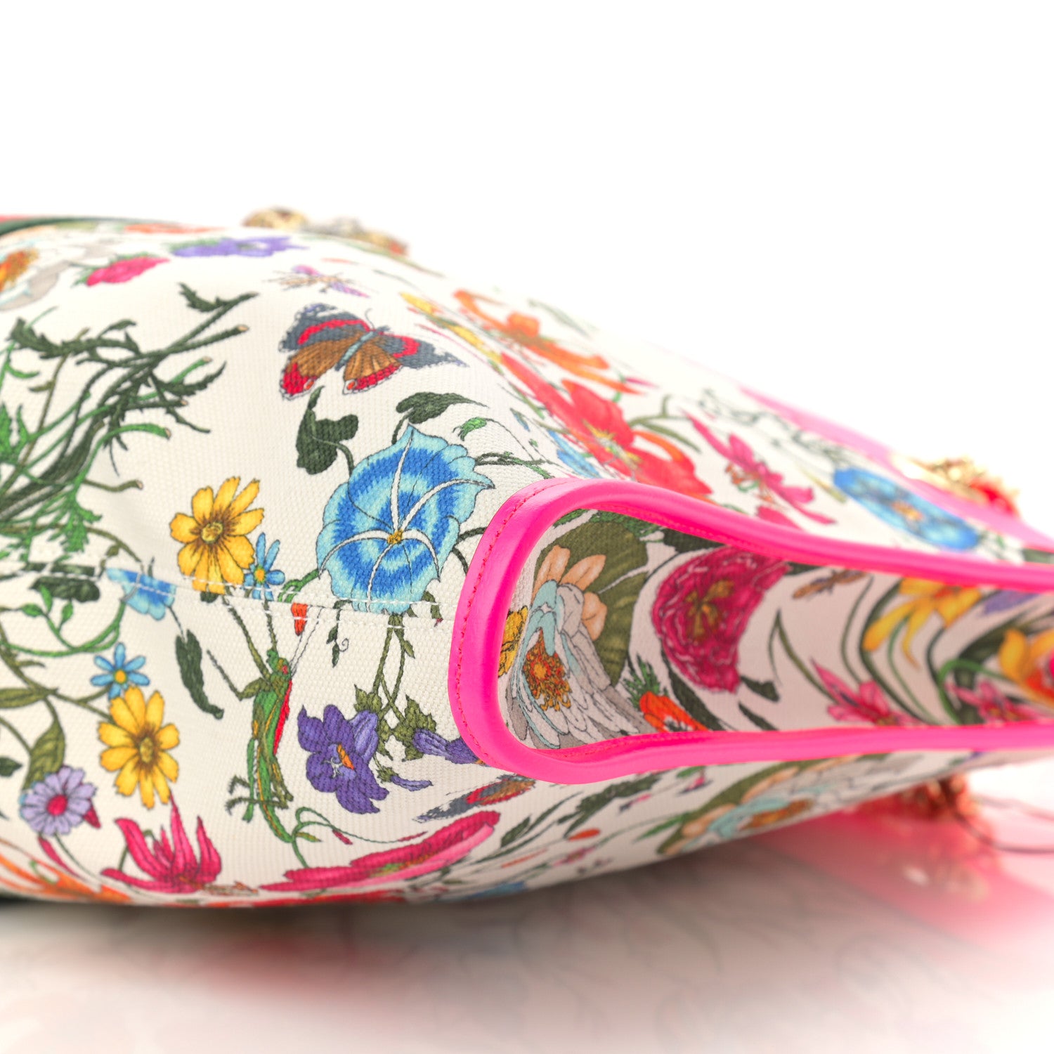 Gucci Canvas Flora Large Rajah Chain Tote White Multicolor Fuxia Fluo 11 of 11