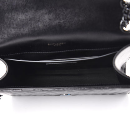 Saint Laurent Grain De Poudre Textured Mixed Matelasse Triquilt Medium Monogram Satchel Black 5 of 7