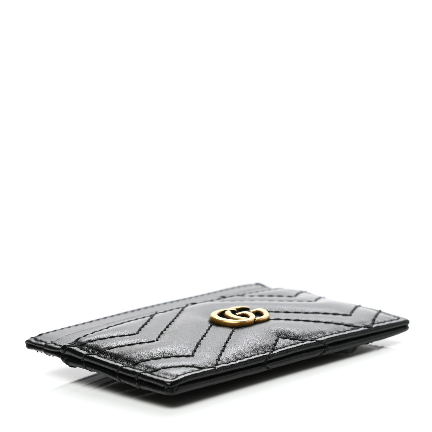 Calfskin Matelasse GG Marmont Card Holder Black