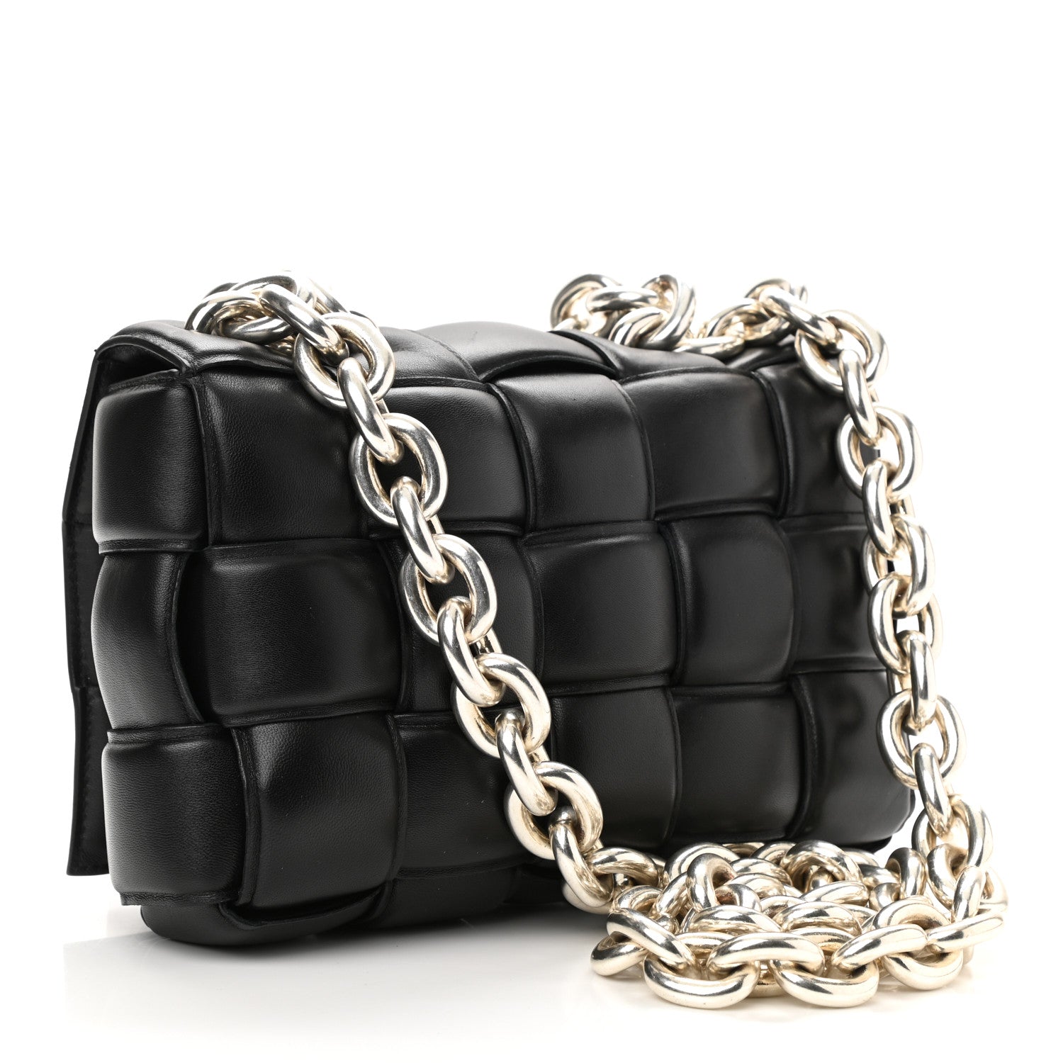 Bottega Veneta Lambskin Maxi Intreccio Padded Chain Cassette Crossbody Bag Black 3 of 11