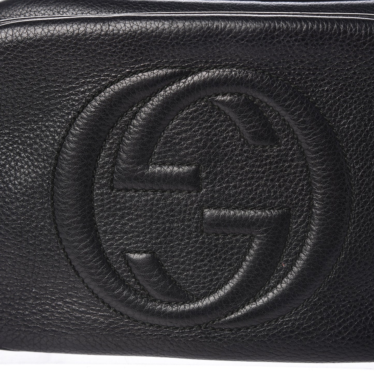 Pebbled Calfskin Small Soho Disco Bag Black