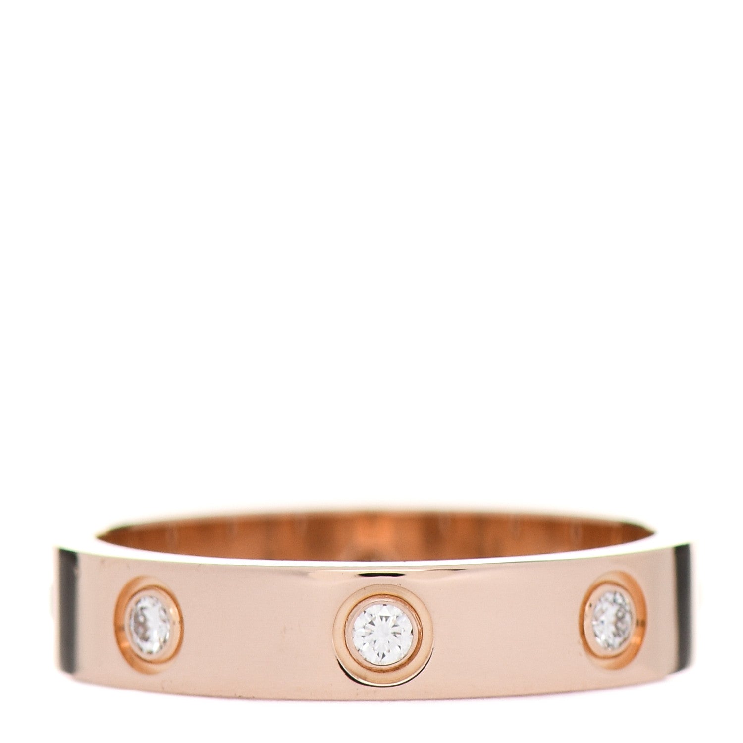 Cartier 18K Pink Gold 8 Diamond 4mm LOVE Wedding Band Ring 52 6 3 of 5
