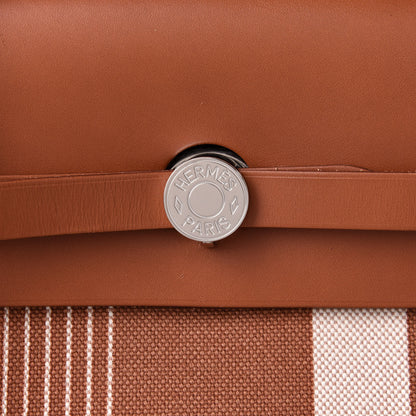 Hermes Vache Hunter Toile H Vibration Herbag Zip 39 MM Fauve Ecru Beige 8 of 10
